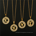 Bijoux de mode 18 kgold plaqués creux en alphabet rond alphabet